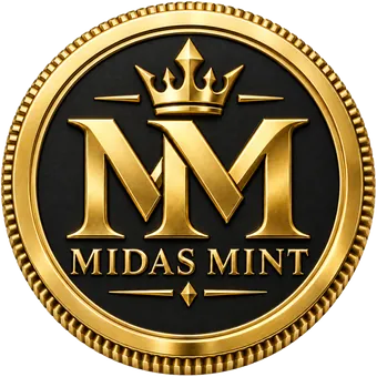The Midas Mint coin: a crowned MM monogram struck in gold